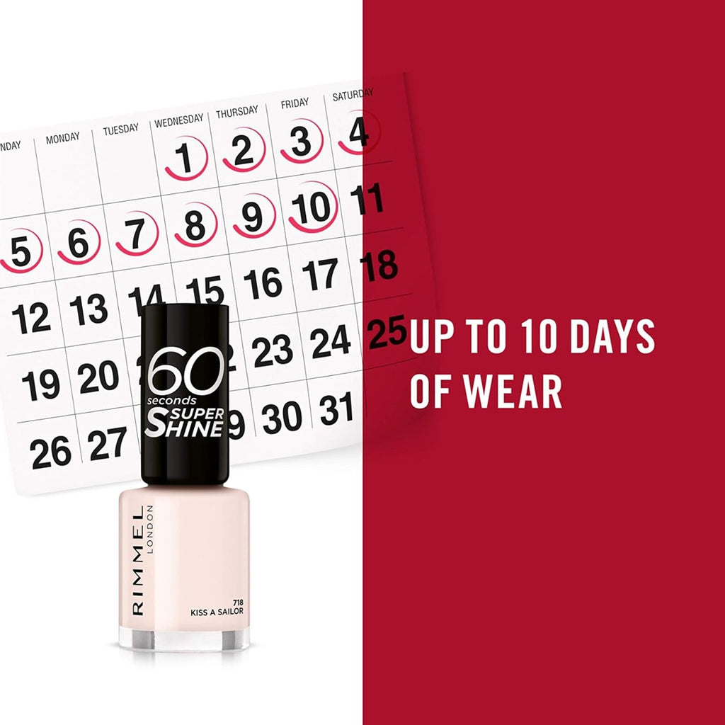 Rimmel 60 Seconds Super Shine 718 Kiss A Sailor nail polish lasting up to 10 days