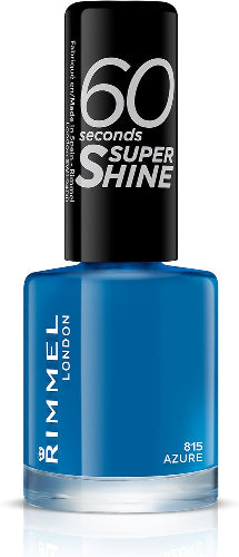 Rimmel London 60 Seconds Super Shine Nail Polish 815 Azure vibrant royal blue bottle with black cap