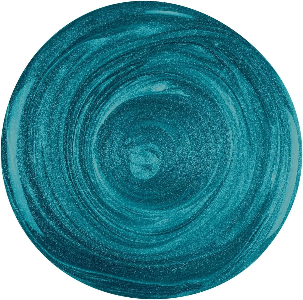 Close-up swatch of Rimmel 60 Seconds Super Shine Nail Polish 863 Star Gazin in teal blue with subtle shimmer