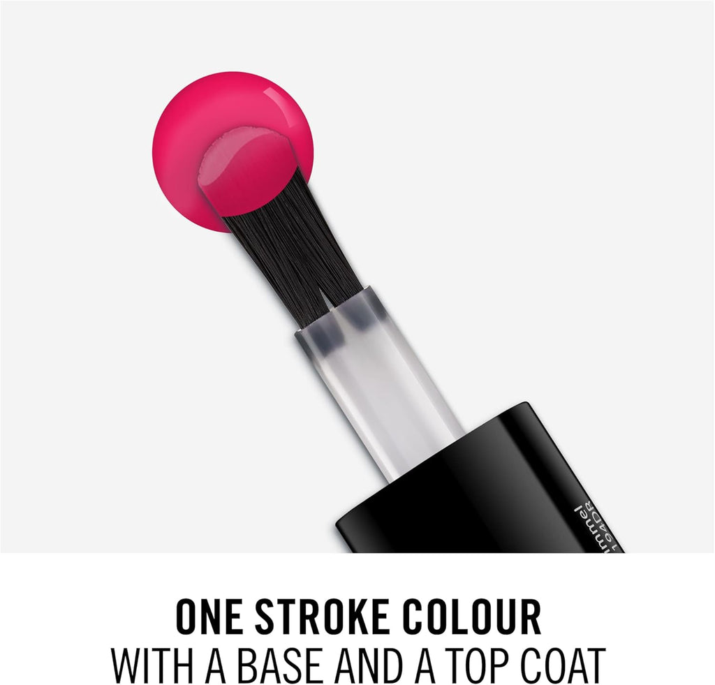 Rimmel 60 Seconds Super Shine Nail Polish 300 Glaston-Berry brush application with bold pink polish