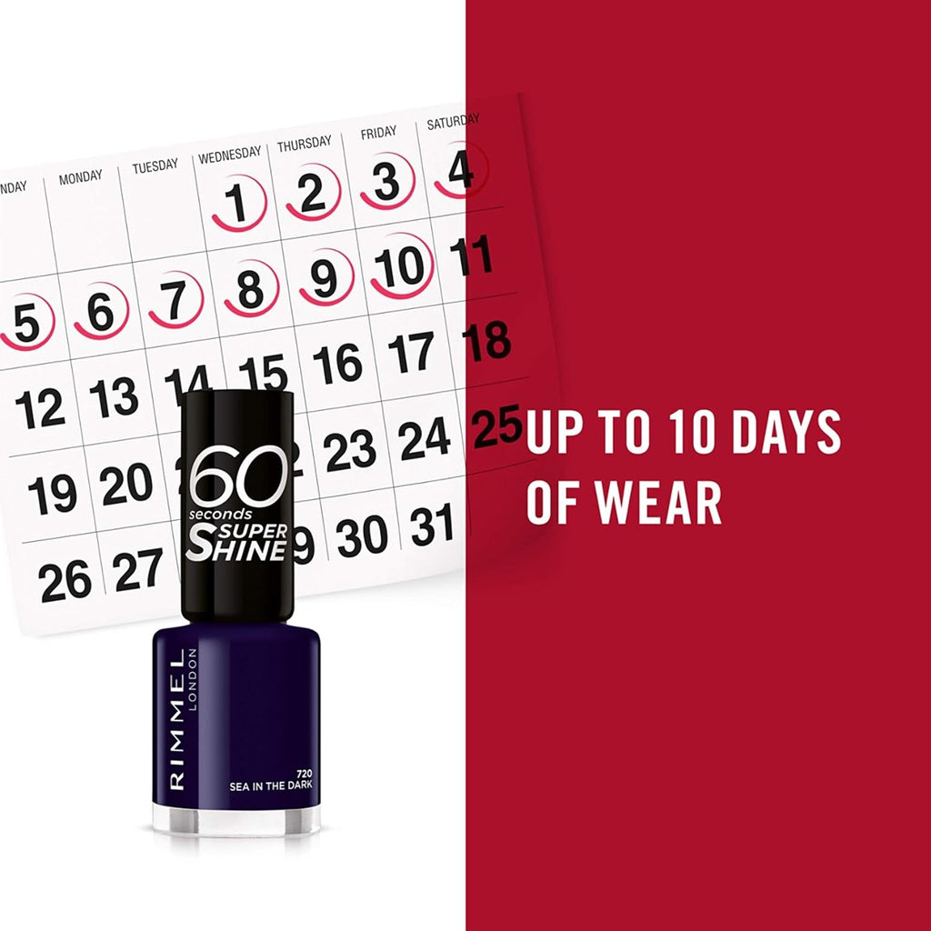 Rimmel 60 Seconds Super Shine Nail Polish 720 Sea in the Dark lasts up to 10 days wear