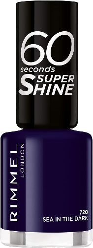 Rimmel 60 Seconds Super Shine Nail Polish shade 720 Sea in the Dark deep navy blue bottle