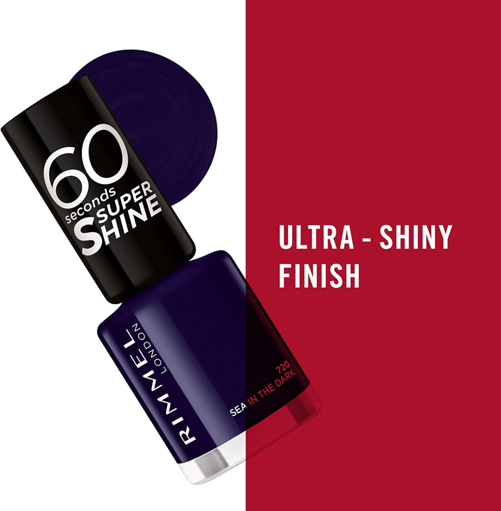 Rimmel 60 Seconds Super Shine Nail Polish 720 Sea in the Dark high-gloss deep navy finish