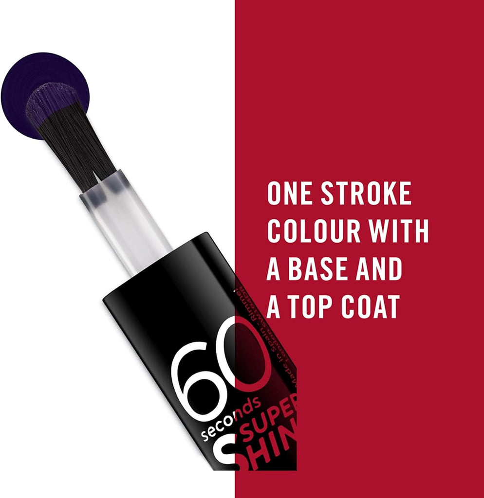 Rimmel 60 Seconds Super Shine Nail Polish 720 Sea in the Dark showing one stroke colour brush