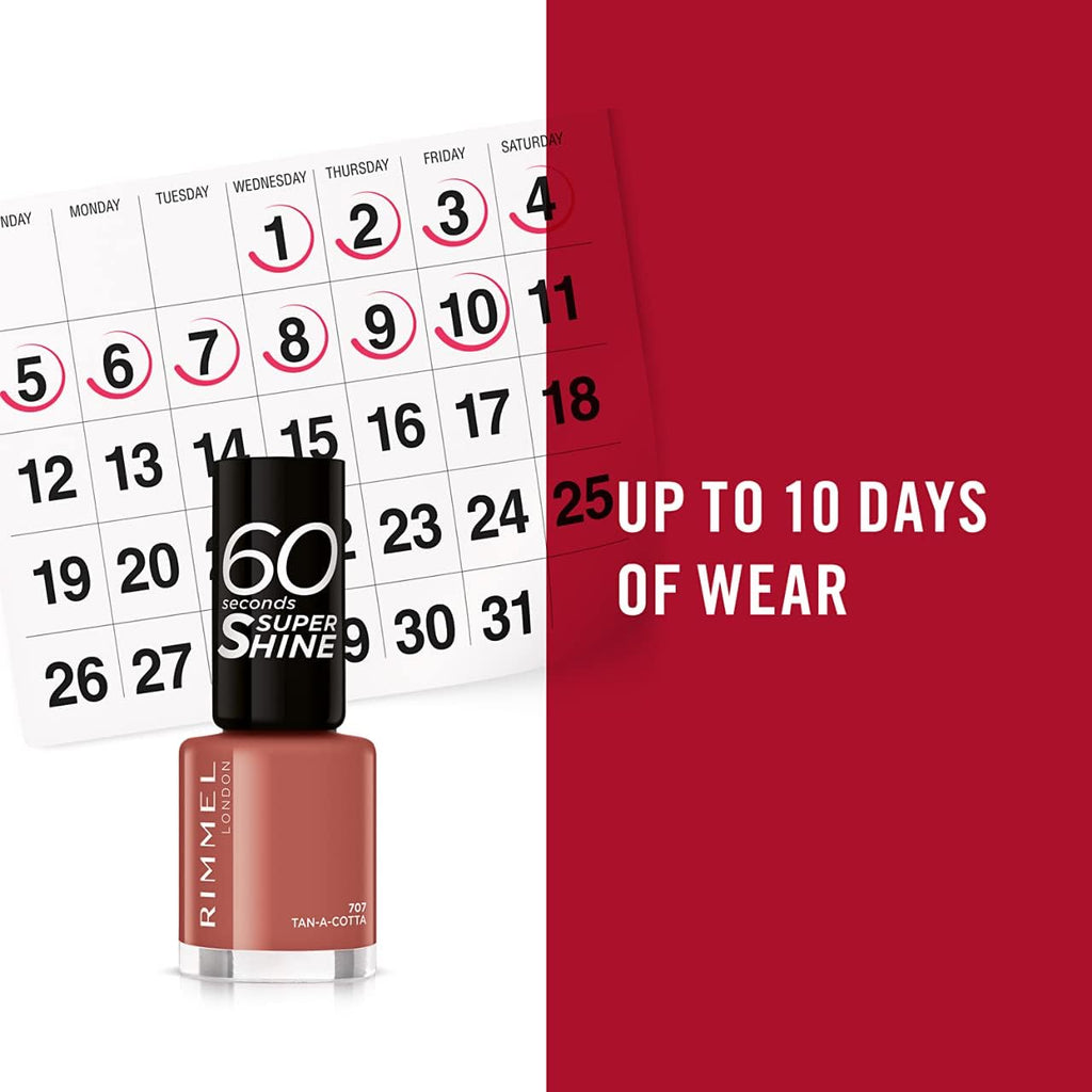 Rimmel 60 Seconds Super Shine Nail Polish 707 Tan-A-Cotta lasting up to 10 days wear