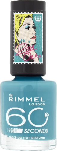 Rimmel London 60 Seconds Nail Polish by Rita Ora 863 Do Not Disturb – vibrant teal blue shade