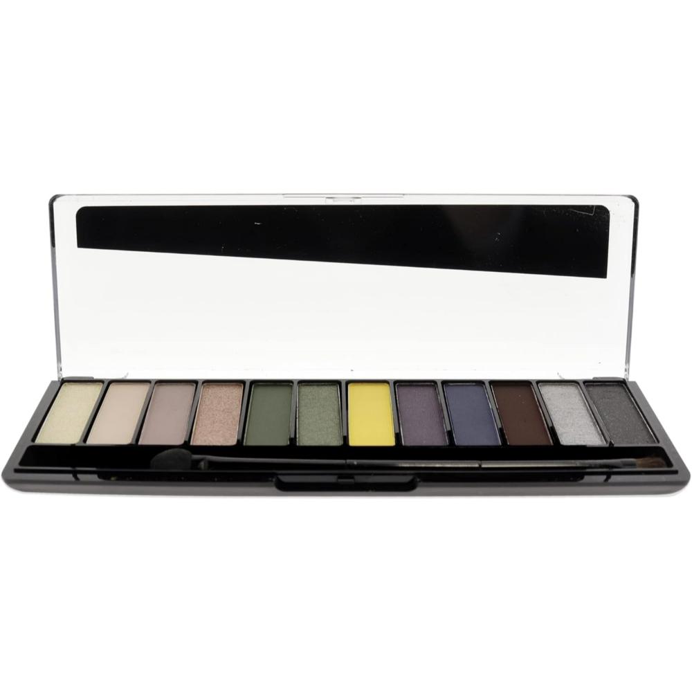 Rimmel Magnif’Eyes Thunderstorm Edition Eyeshadow Palette open showing the shades with a dual-ended applicator.