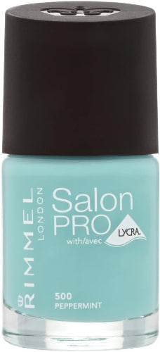 Rimmel London Salon Pro Nail Polish shade 500 Peppermint in a closed bottle with black cap
