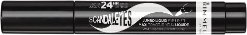 Rimmel Scandaleyes Jumbo Liquid Eyeliner 001 Black Noir closed packaging with bold white logo on black tube