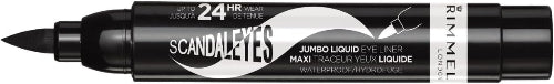 Rimmel Scandaleyes Jumbo Liquid Eyeliner 001 Black Noir with oversized felt-tip applicator exposed