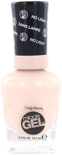 Sally Hansen Miracle Gel Nail Polish shade 123 Champagne Rein bottle in a soft nude beige tone with black cap