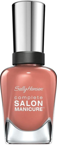 Sally Hansen Complete Salon Manicure nail polish bottle in shade 260 So Much Fawn, a muted rosy brown colour, with silver cap and black collar