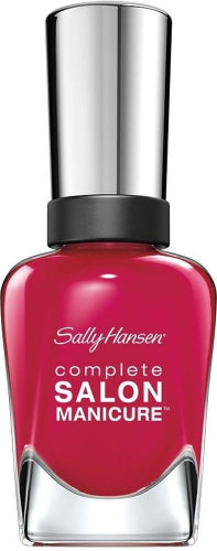 Sally Hansen Complete Salon Manicure Nail Polish shade 565 Aria Red-y in bright red color with silver cap, 14.7ml professional nail lacquer for a salon-quality finish