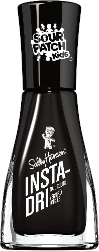 Sally Hansen Insta-Dri Nail Polish 684 Ghouls Night Out in deep black cream shade, shown in original bottle with Sour Patch Kids cap design