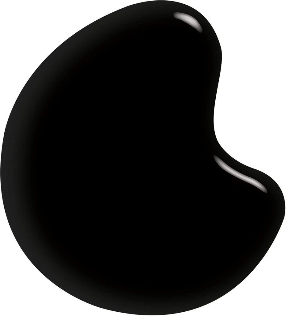 Swatch of Sally Hansen Insta-Dri Nail Polish 684 Ghouls Night Out, displaying intense glossy black coverage with a cream finish