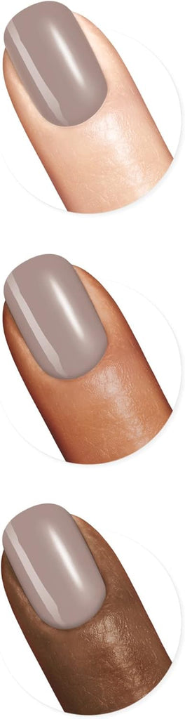 Sally Hansen Good Kind Pure shade 150 Mother Earth shown on light, medium, and deep skin tones to highlight its versatile earthy taupe colour