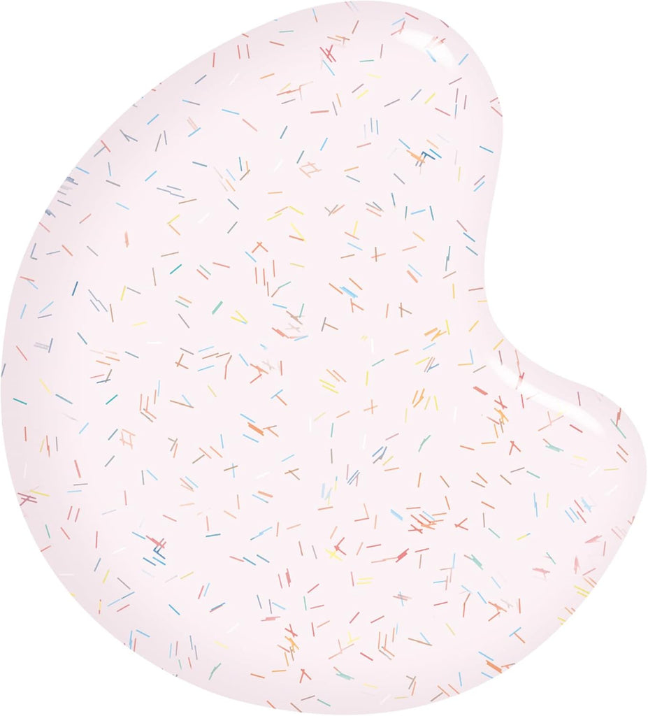 Swatch of Sally Hansen Miracle Gel 161 Mixture Perfect showing translucent pink base with multi-color confetti sprinkles