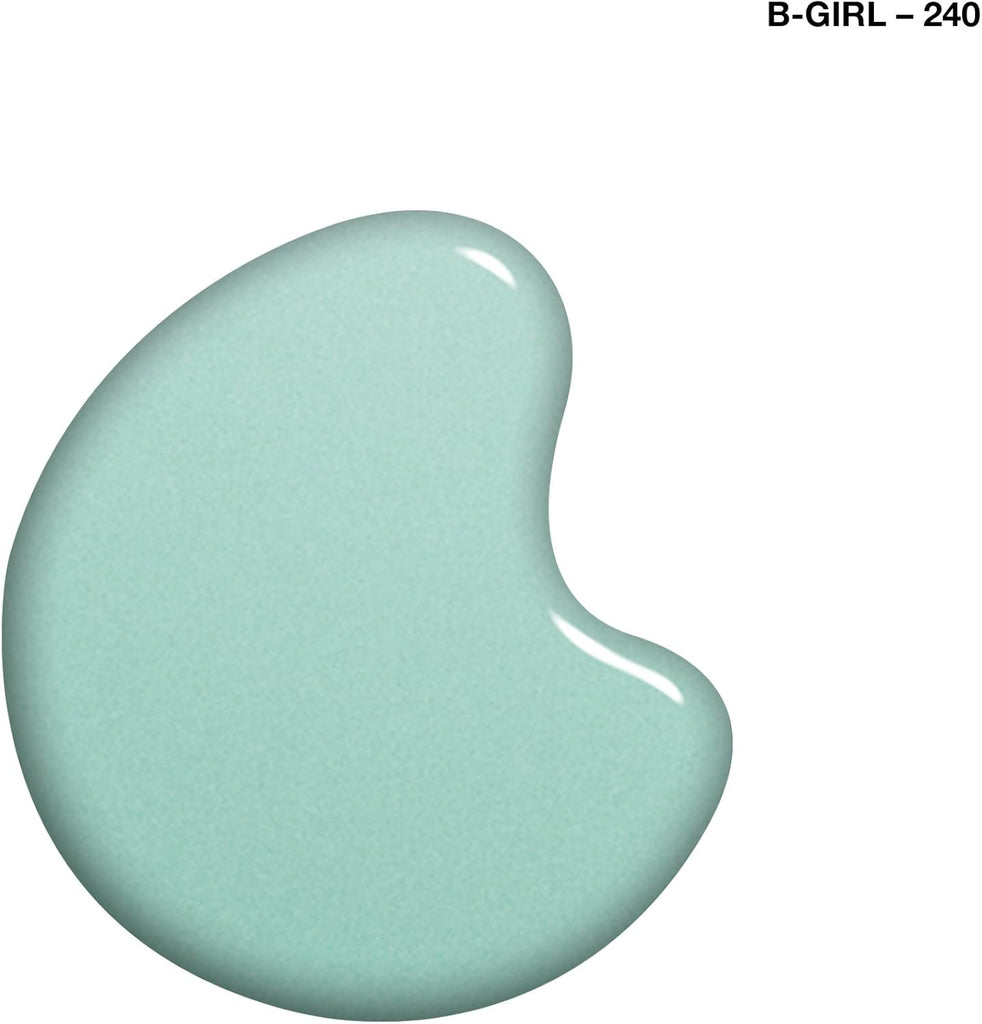 Close-up of Sally Hansen Miracle Gel Nail Polish shade 240 B-Girl, showing its cool-toned mint green gel-like texture
