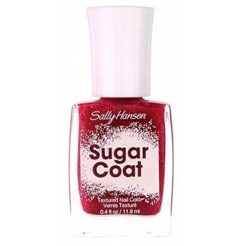 Sally Hansen Sugar Coat Textured Nail Color 230 Pink Sprinkle, 11.8ml bottle with white cap and vibrant pink polish featuring a sugar-like textured matte finish with shimmer accents