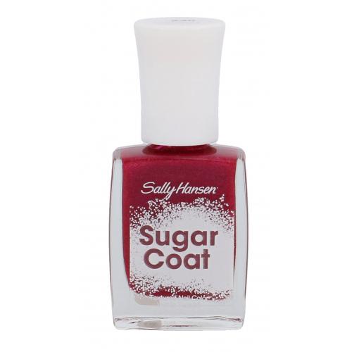 Sally Hansen Sugar Coat Textured Nail Color 240 Red Velvet, 11.8ml bottle with white cap and deep red polish featuring a unique sugar-like textured matte finish
