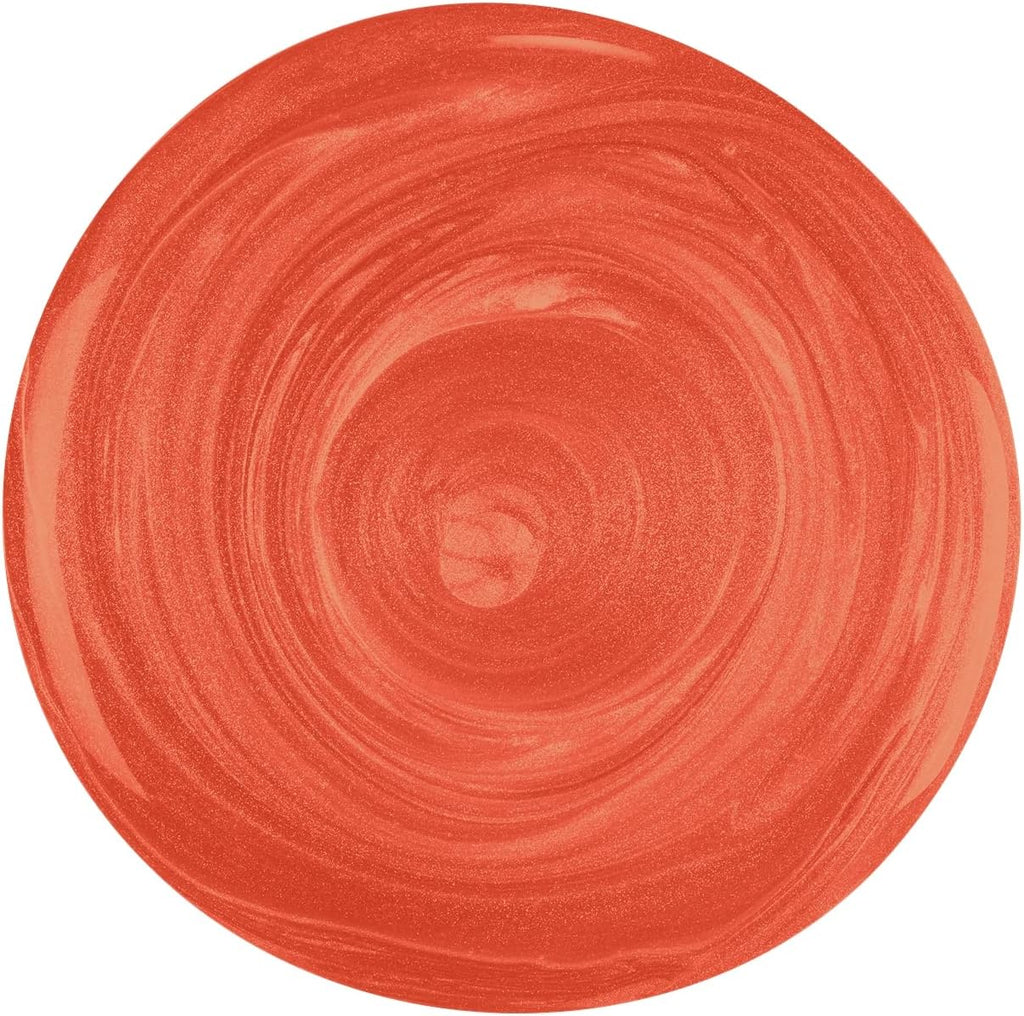 Close-up swatch of Rimmel 410 Wild Spice warm terracotta orange nail polish