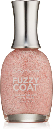 Sally Hansen Fuzzy Coat textured nail polish bottle in shade 100 Wool Lite, light pink feathered effect polish with silver cap