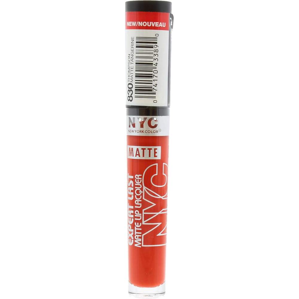 bottle of NYC Show Time Expert Last Matte Lip Lacquer - 830 Orange Red