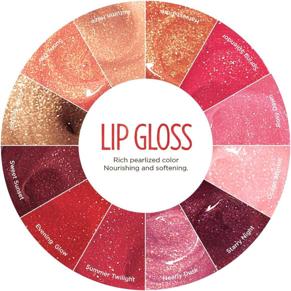 colour palette of different shades of Burts Bees lip gloss