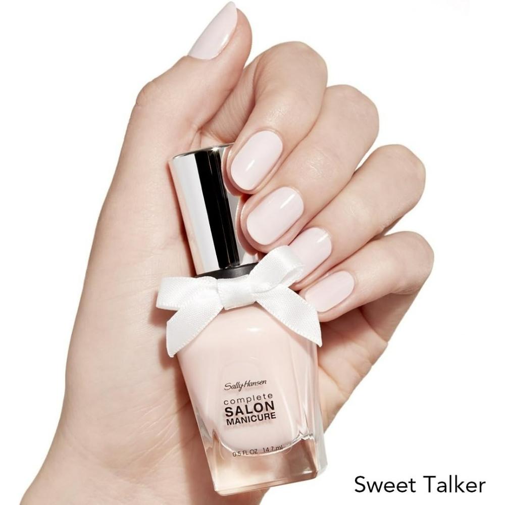 light pink shade on nails Sally Hansen Complete Salon Manicure Nail Polish Keratin Wedding Collection Colour 151/340 Sweet Talker