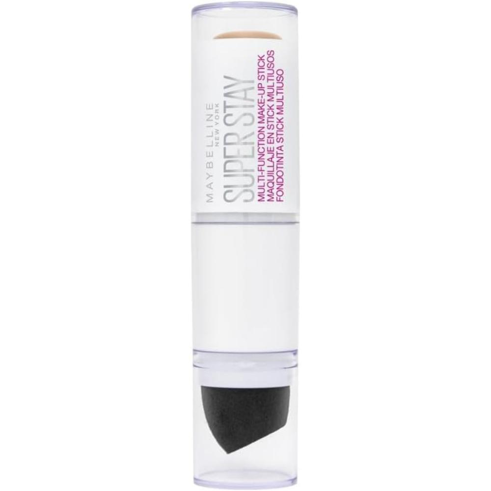 Maybelline 003 True Ivory Superstay Foundation Tool Stick 7g with built-in sponge applicator, showcasing the light ivory tone.