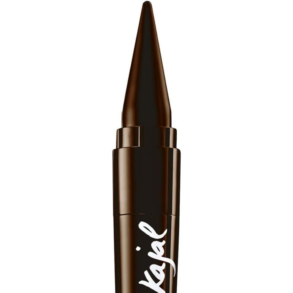 Close-up of Maybelline 05 Dessert Brown Master Kajal Eyeliner highlighting the sharp tip for precise application.