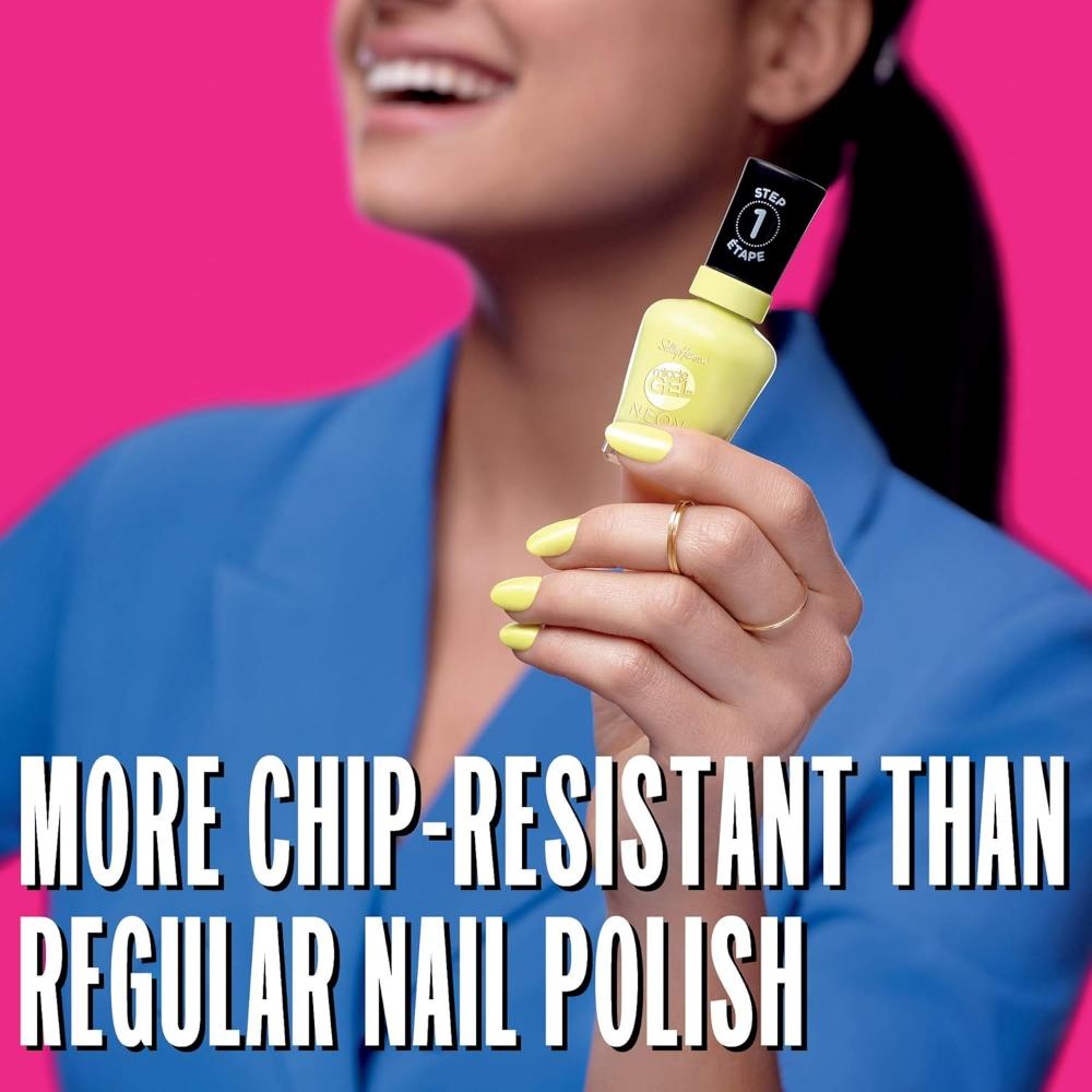 more chip resistant than regular nail polish Sally Hansen miracle gel neon nail varnish 051 Peach please