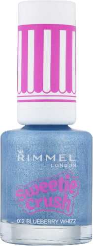 Rimmel London Sweetie Crush Nail Polish 012 Blueberry Whizz in shimmering candy blue with textured glitter finish